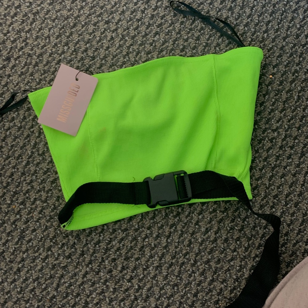 Missguided buckle lime green top